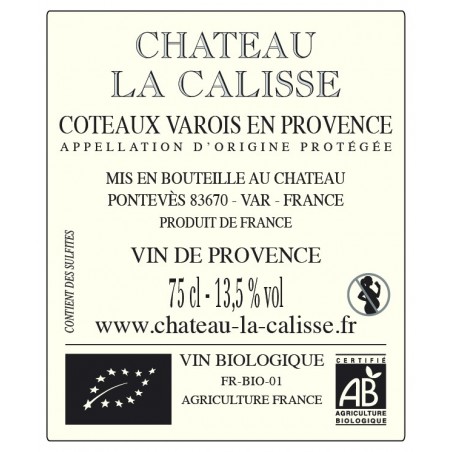 CUVÉE ÉTOILES BLANC 2020 BIO - CHÂTEAU LA CALISSE  - 0,75 L